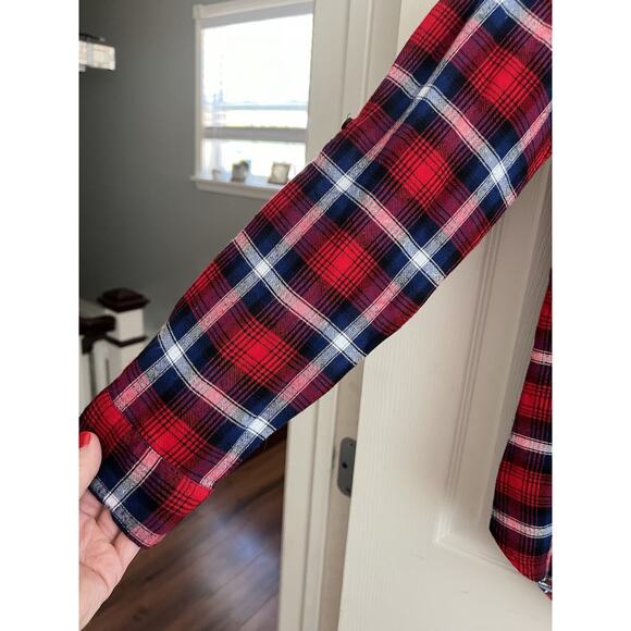 KUT FROM THE KLOTH Red Plaid Mix Media Button Up Shirt Blouse - Picture 4 of 13